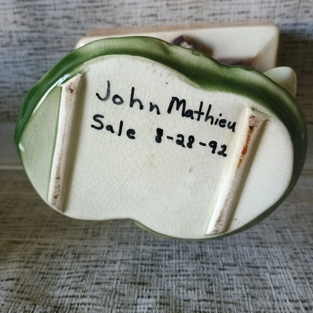 Vintage US Mail Mailbox Ceramic Planter with Duckling Figurine Mid Century Decor
